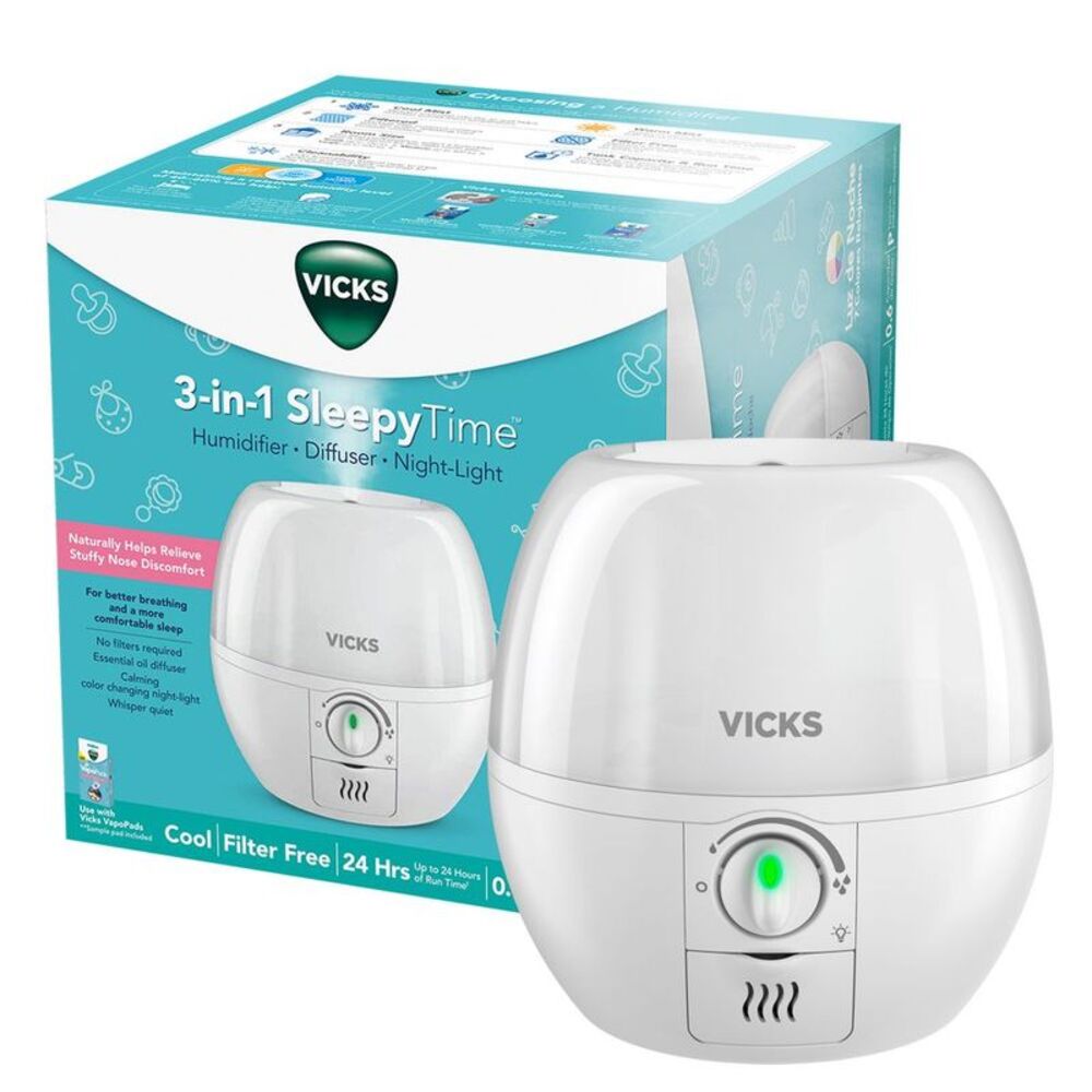 3-in-1 Sleepy Time Humidifier with Nightlight Cool Mist Ultrasonic 0.6gal